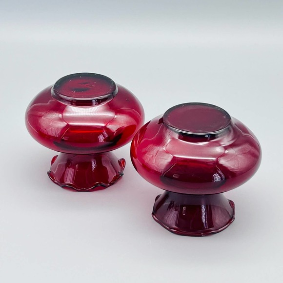 Depression Glass Royal Ruby by Anchor Glass Bud Vases Lot of 2 - Picture 4 of 4